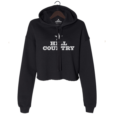 Hill Country - Womens Cropped Fleece Hoodie - Black 